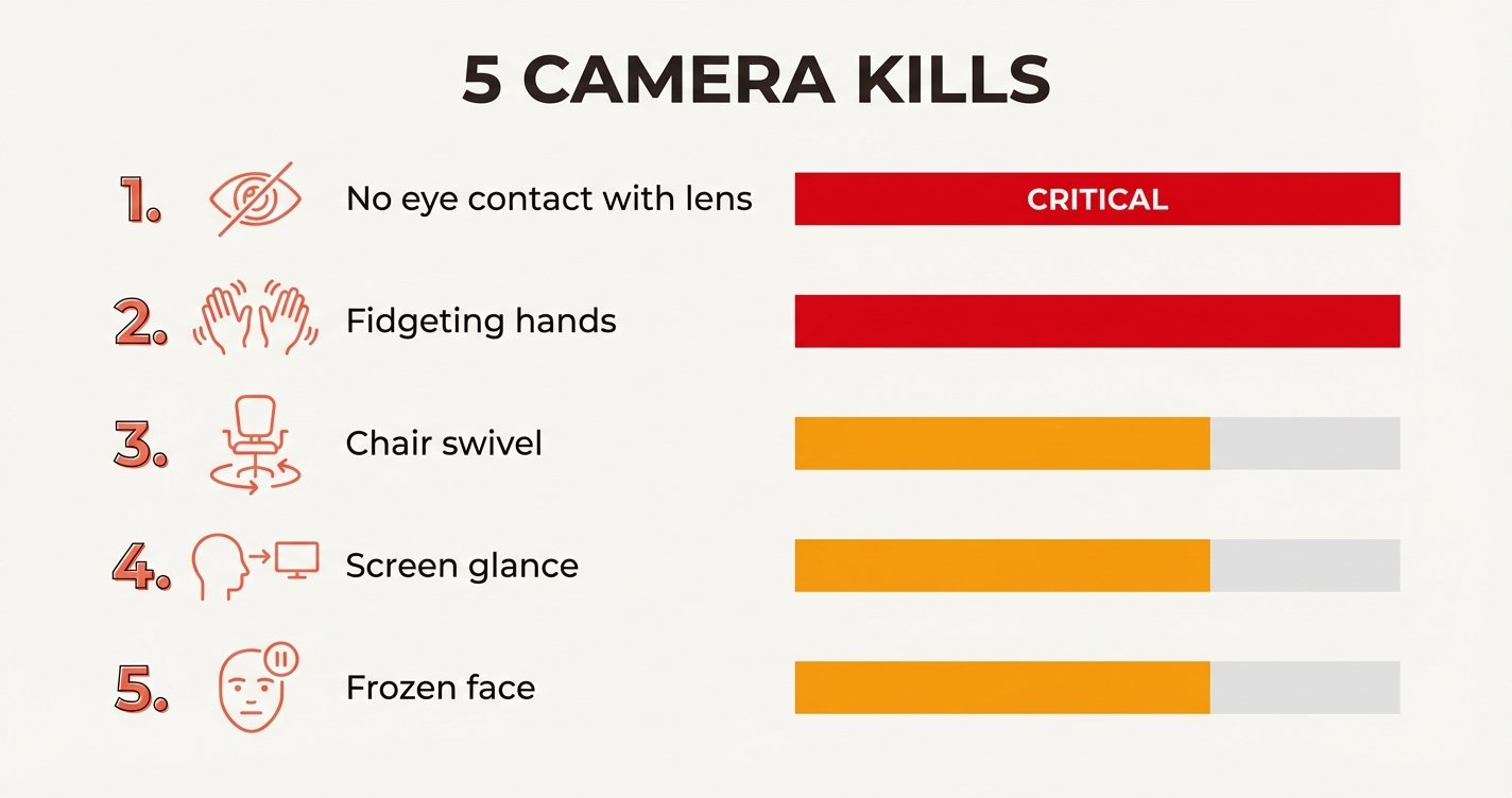 The 5 body language habits that destroy credibility on camera — ranked by impact on audience perception